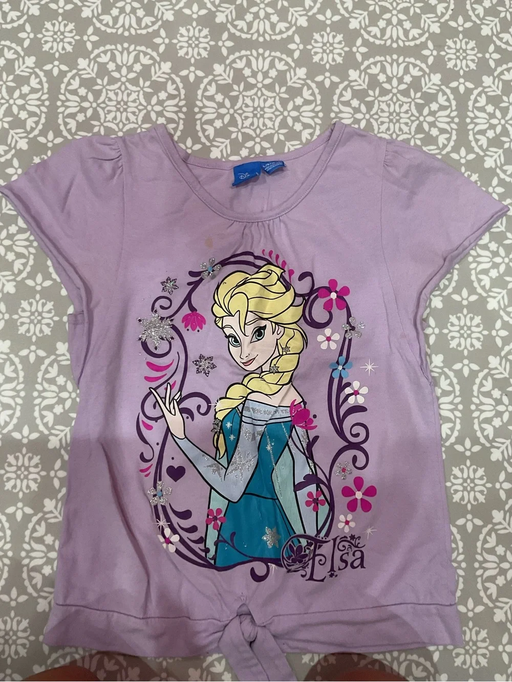 Disney Frozen Elsa Girls Purple Lavender Shirt & Skirt Set Size L (10–12)